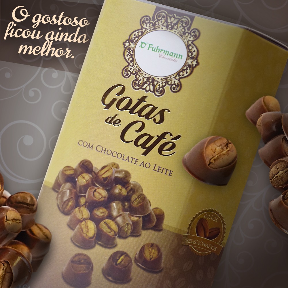 Gotas de chocolate ao leite com grão de café